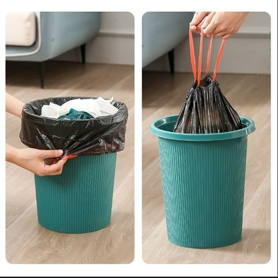 Embossed Kitchen Trash Bags with Tie Tape Drawstring Handles 5-50 mic Thickness