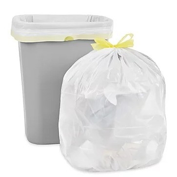 Medium Kitchen Drawstring Trash Bags 8 Gallon White Clear Plastic Waste Bag PE Material