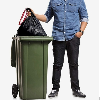 5-50 mic Thickness Heavy Duty Drawstring Biodegradable Trash Bag with Embossed Surface