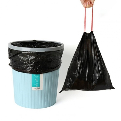 5-50 mic Thickness Heavy Duty Drawstring Biodegradable Trash Bag with Embossed Surface