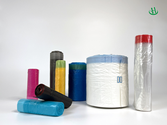 Customized Logo OEM Large Trash Bags With Drawstring Handle HDPE Material Structure