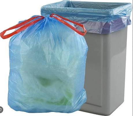 13 Gallon Biodegradable Drawstring Trash Bags with HDPE Material and 5-50 Mic Thickness