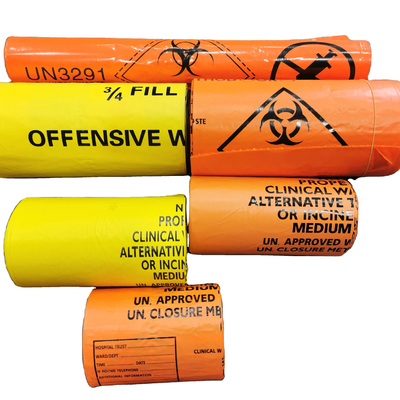 Customized PE Medical Biohazard Bags Perfect Mechanical Resistance and Opacity for Hospital
