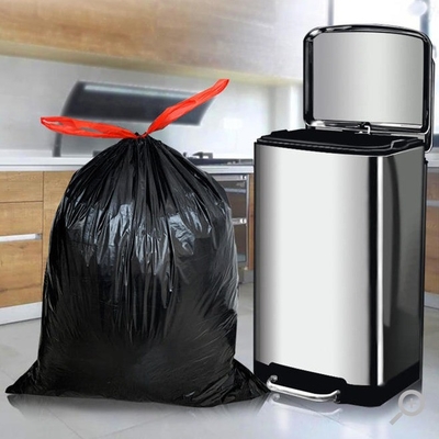 Embossing Surface Handling Plastic Tall Kitchen Drawstring Dustbin Trash Sack on Roll