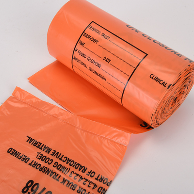 Red Yellow Autoclave Plastic Medical Trash Bags Waste Garbage Bags Biohazard Bag On Roll
