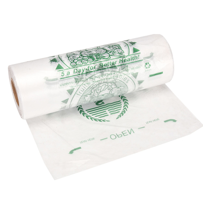 Customized Logo Option Clear Plastic High Pressure PE Flat Packaging Produce Bag on Roll