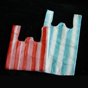 Color Stripped T-Shirt Bags OK Compost Certified Shopping Bag Customized Size