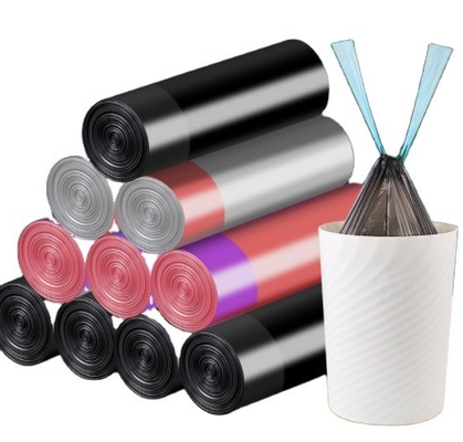 Portable Thickened Large Black Drawstring Garbage Bag for Customized Trash Collection