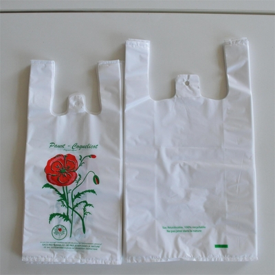 Directly Customized Logo HDPE Plastic Black T Shirt Bag for Supermarket Shopping