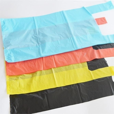 Directly Customized Logo HDPE Plastic Black T Shirt Bag for Supermarket Shopping