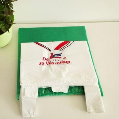Directly Customized Logo HDPE Plastic Black T Shirt Bag for Supermarket Shopping