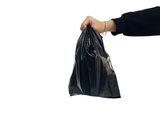 Logo Print PET PETAL PE Custom Plastic Bag with Flexiloop Handle and Custom Print