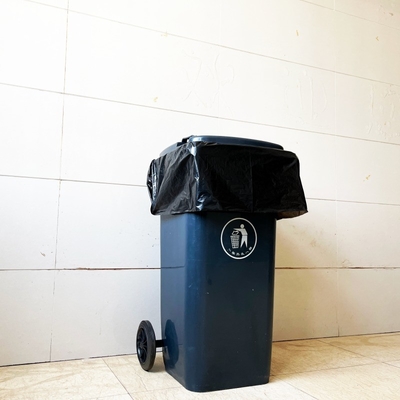 Custom Heavy Duty Plastic Trash Bags with Black Logo and Strong Material