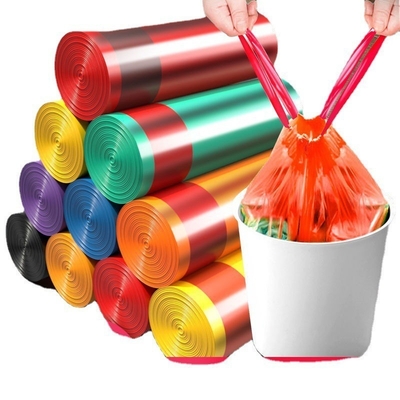 Ok Compost Certificate HDPE Custom Logo Printing Drawstring Garbage Bag for Interleaved