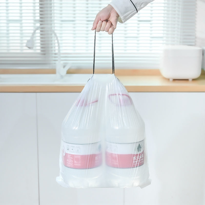 Drawstring HDPE Transparent Bags for Garbage Unscented LDPE Blue Garbage Bag