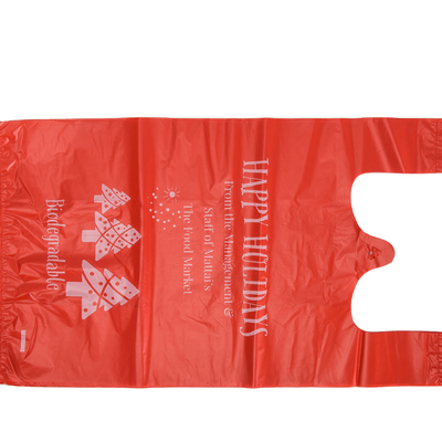 HDPE Custom Pattern Widen Handle T-shirt Plastic Bag for Food Waste and Disposal