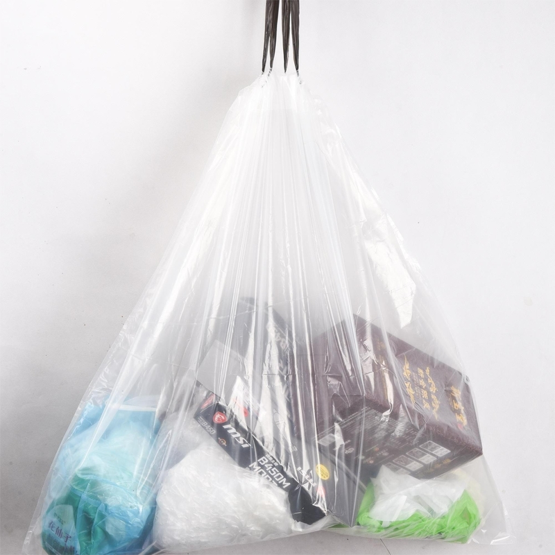 5-50 Micron Thickness PE Plastic Drawstring Trash Bag Roll for Clear Garbage Packaging