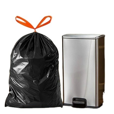 Embossing Surface Handling Tall Kitchen Trash Bag with Draw String Green or Customized