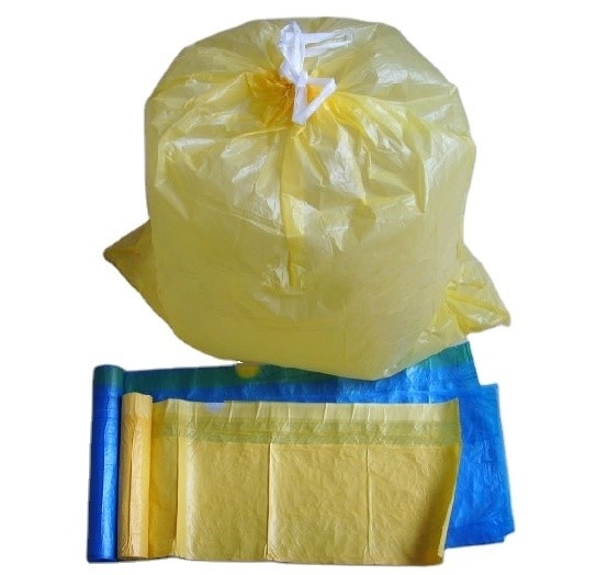 Green or Customized Large Tall Kitchen Trash Packaging Bags with Drawstring on Roll