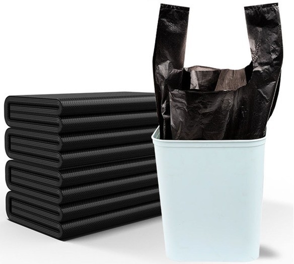 5-100 mic Thickness Black Garbage Bags Vest Style Storage Bag for Home Waste Security