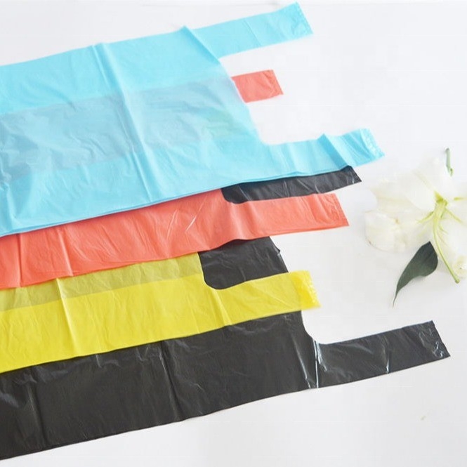 Supermarket Vest Handle Shopping Bags with Offset Printing and Recyclable Plastic