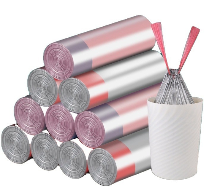 Multipurpose Drawstring Bags Plastic PE Trash Can Liner on Roll for Garbage Waste Logo